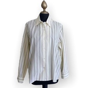 Girl Scouts Vintage Long Sleeve Button Down Striped Top Light Yellow Size 14